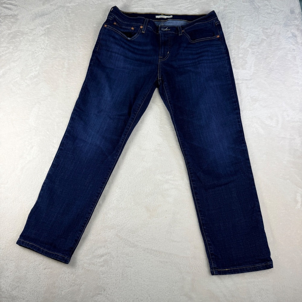 Levis Boyfriend Jeans Womens 31 Dark Wash Mid Rise Y2K Relaxed Tapered Denim